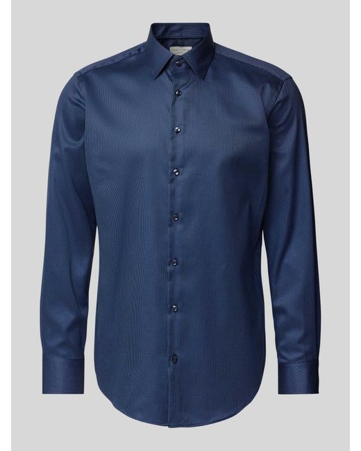 Christian Berg Men Regular Fit Zakelijk Overhemd Van Premium Materiaal Met Effen Structuur in het Blue voor heren