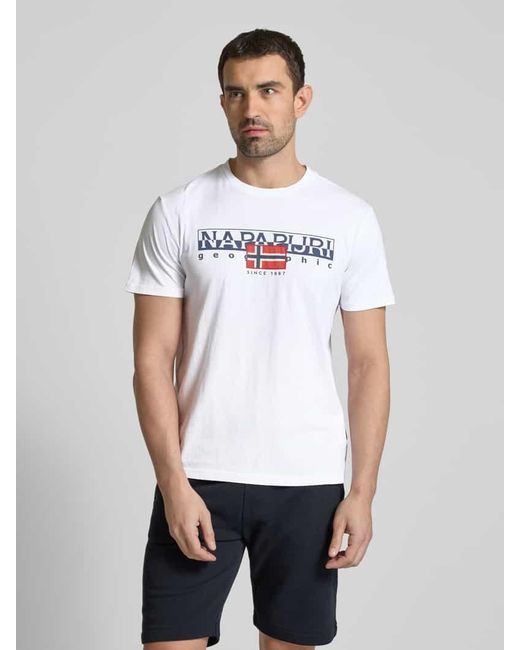 Napapijri T-Shirt mit Label-Print Modell 'AYLMER' in White für Herren
