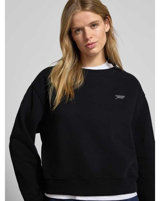 Tommy Hilfiger Black Relaxed Fit Sweatshirt aus Baumwoll-Mix