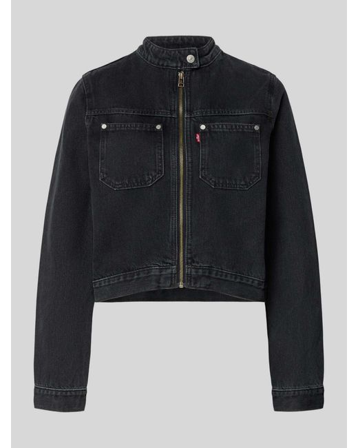 Levi's Kort Jeansjack Met Borstzakken, Model 'Moto Trucker' in het Black