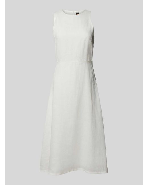 Boss Midi-jurk Met Ronde Hals in het White