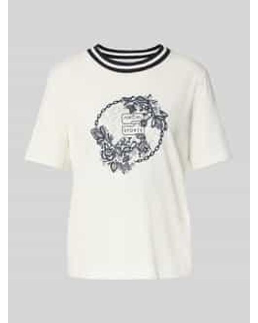 Marc Cain T-Shirt Met Siersteentjes En Ronde Hals in het White