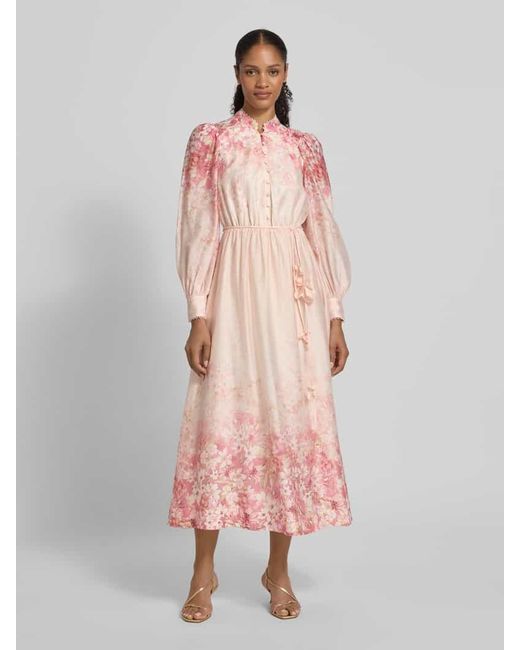 Forever New Pink Tailliertes Freizeitkleid aus Lyocell-Leinen-Mix Modell 'Ashlyn'