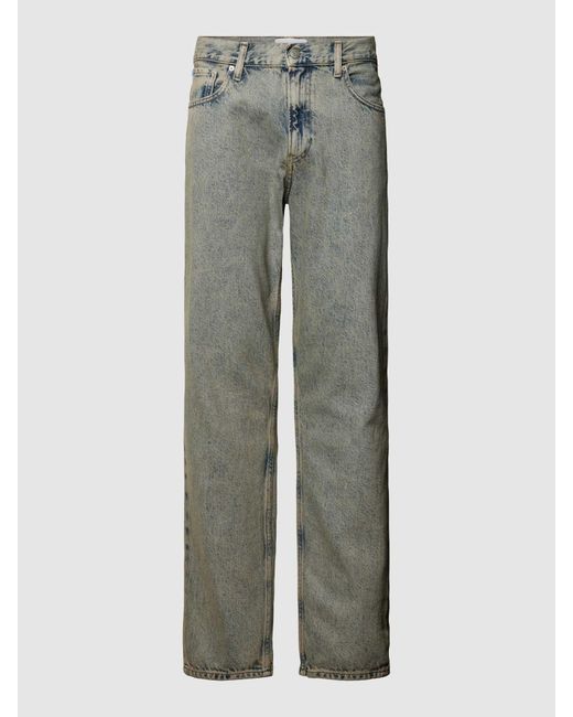 Calvin Klein Authentic Straight Fit Jeans im Used-Look in Gray für Herren