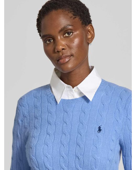 Polo Ralph Lauren Gebreide Pullover Van Een Mix Van Wol En Kasjmier, Model 'Julianna' in het Blue