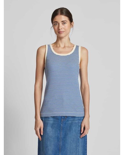 Marc O' Polo Blue Slim Fit Top Aus Gestreiftem Baumwoll-Mix