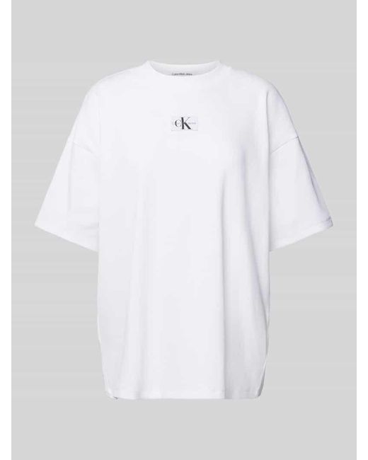 Calvin Klein White T-Shirt mit Label-Badge
