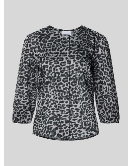Comma, Regular Fit Blouse Met 3/4-Mouwen in het Black