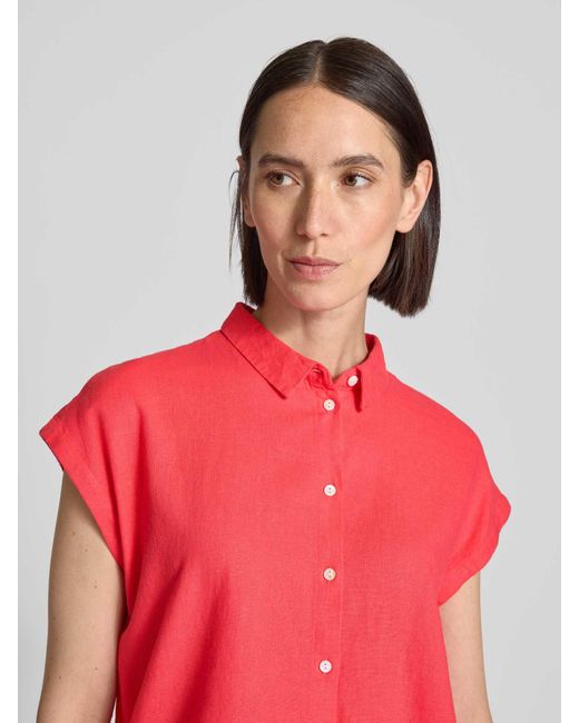Ichi Regular Fit Blouse Van Een Mix Van Linnen En Viscose Met Knoopsluiting in het Pink