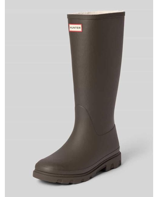 Hunter Gray Stiefel mit Label-Patch