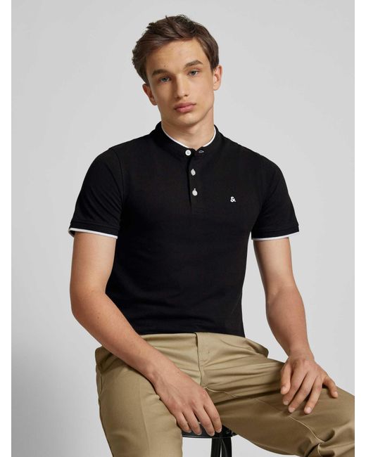 Jack & Jones Poloshirt mit Label-Stitching Modell 'PAULOS' in Black für Herren