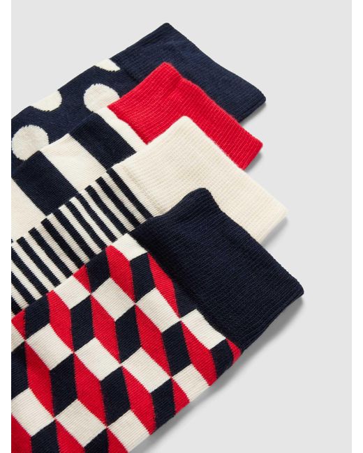 Happy Socks Socken mit Allover-Print Modell 'Classic Navy' im 4er-Pack in Red für Herren