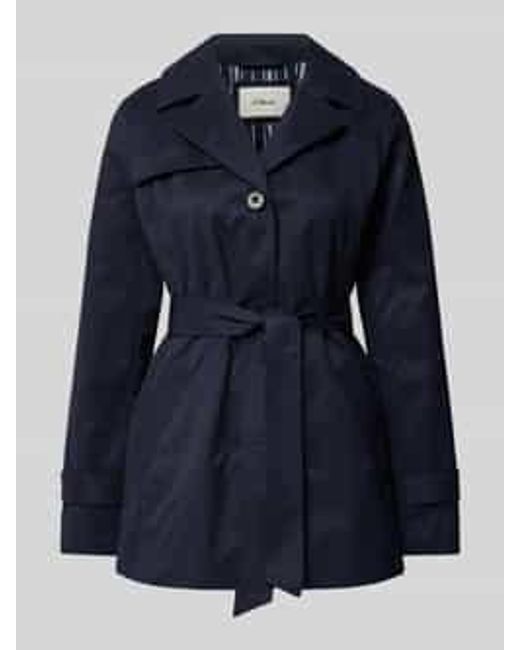 S.oliver Korte Trenchcoat Met Strikceintuur in het Blue