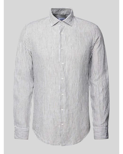 Seidensticker Slim Fit Business-Hemd aus Leinen mit Streifenmuster in Gray für Herren