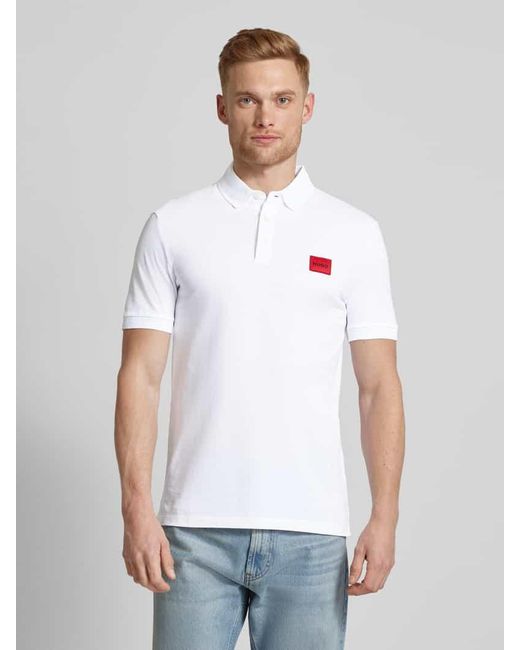 HUGO Regular Fit Poloshirt mit Label-Patch Modell 'Dereso' in White für Herren