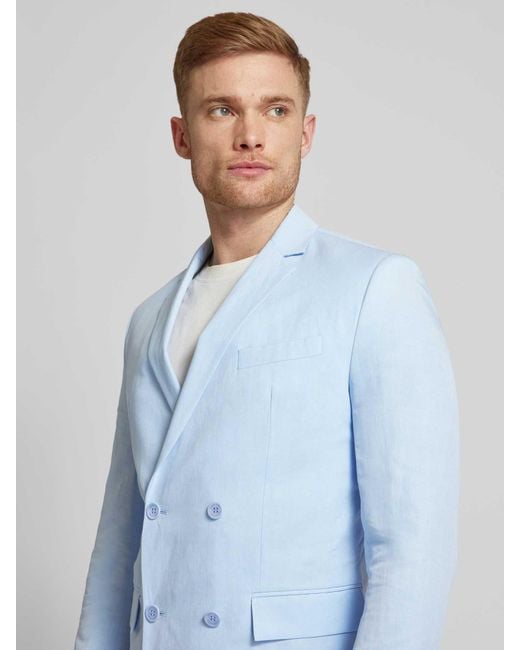 Calvin Klein Slim Fit Leinensakko im unifarbenen Design in Blue für Herren
