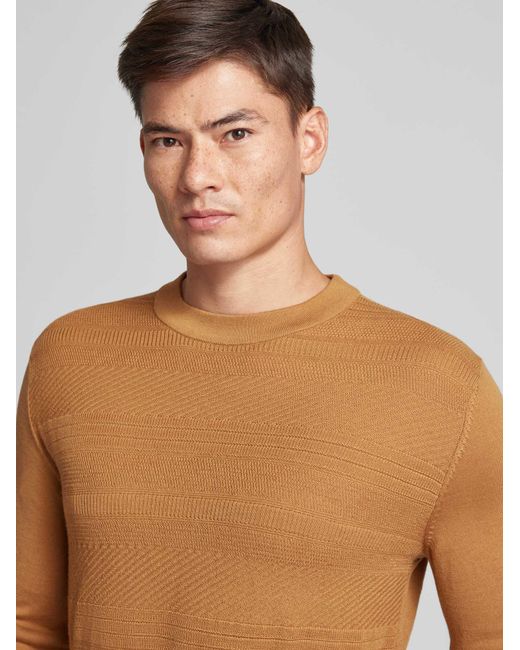 SELECTED Wollen Pullover Met Structuurmotief in het Brown voor heren