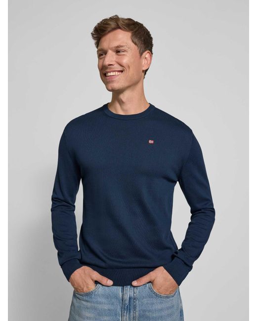 Napapijri Regular Fit Shirt Met Lange Mouwen En Logostitching, Model 'Droz' in het Blue voor heren