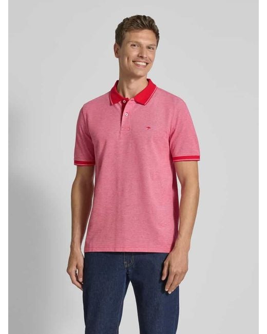 Fynch-Hatton Poloshirt mit Label-Stitching in Pink für Herren