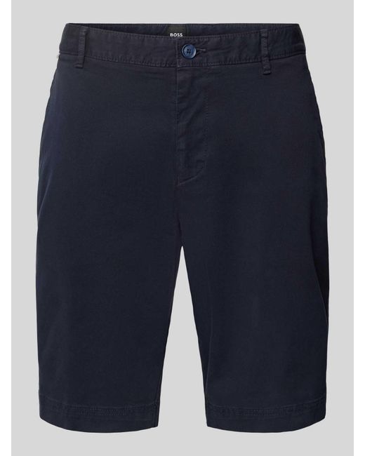 Boss Slim Fit Shorts mit Gürtelschlaufen Modell 'Slice' in Blue für Herren
