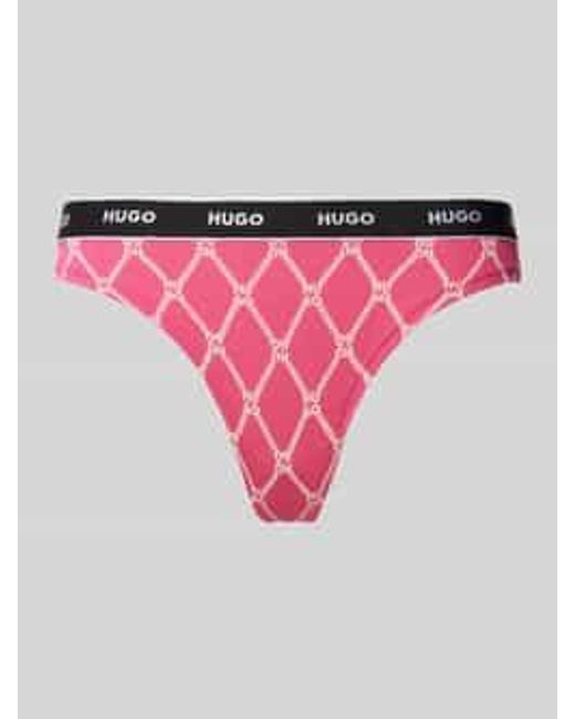 HUGO String Met Elastische Band Met Label in het Pink