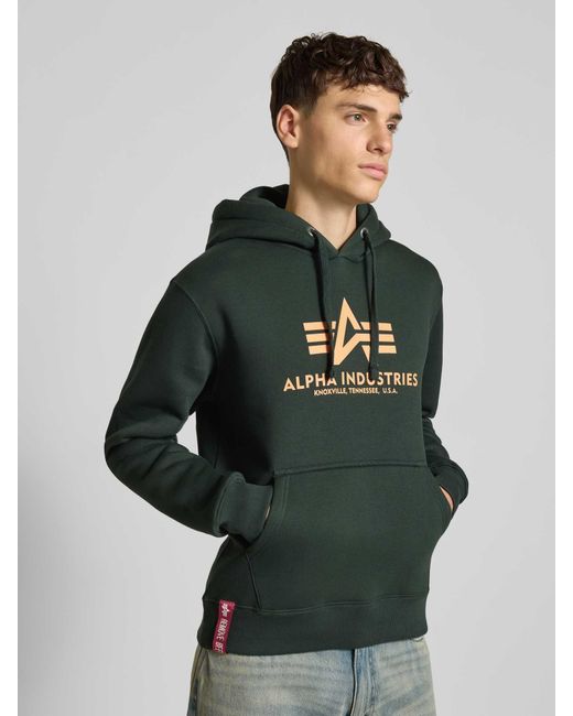 Alpha Industries Hoodie Met Labelprint in het Green voor heren