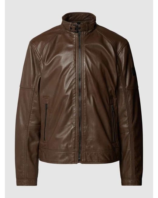 Strellson Lederjacke mit Stehkragen Modell 'Preston' in Brown für Herren