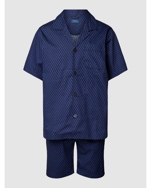 Polo Ralph Lauren Pyjama mit Allover-Logo-Muster in Blue für Herren
