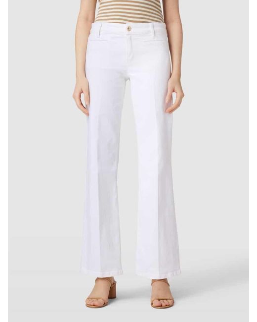 Cambio White Wide Fit Jeans mit Knopf- und Reißverschluss Modell 'TESS'