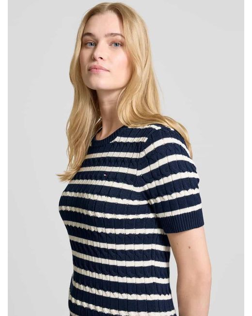 Tommy Hilfiger Blue Regular Fit Strickpullover aus reiner Baumwolle