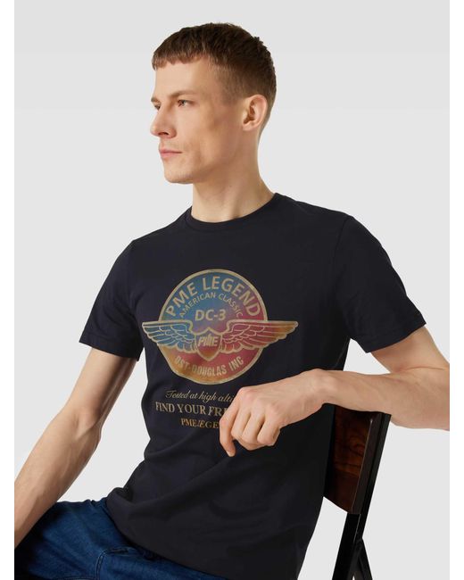 PME LEGEND T-Shirt mit Rundhalsausschnitt in Blue für Herren