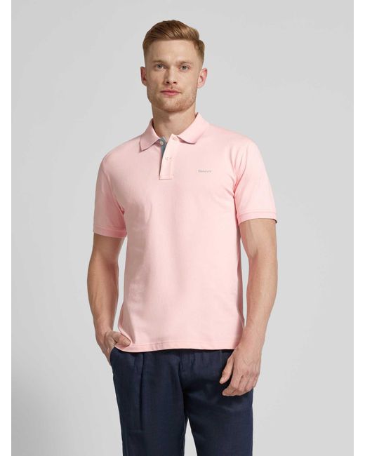 Gant Regular Fit Poloshirt mit Label-Stitching in Pink für Herren