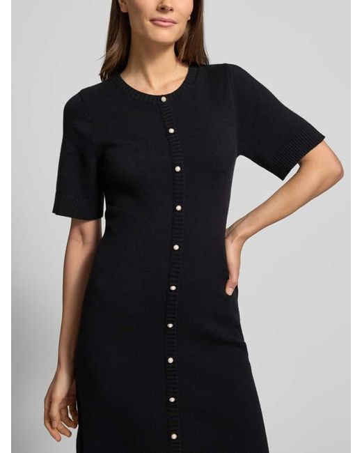 Neo Noir Black Knielanges Kleid Mit Durchgehender Knopfleiste Modell 'Elise'