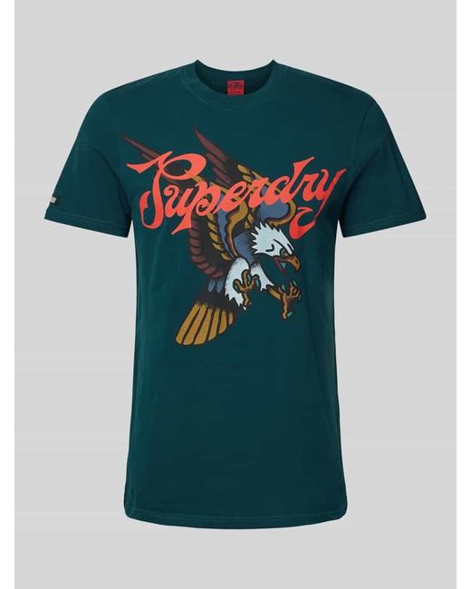 Superdry T-Shirt mit Motiv- und Statement-Print Modell 'TATTOO SCRIPT' in Blue für Herren