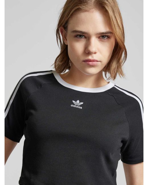 Adidas Originals Korte Top Met Labelstitching in het Black