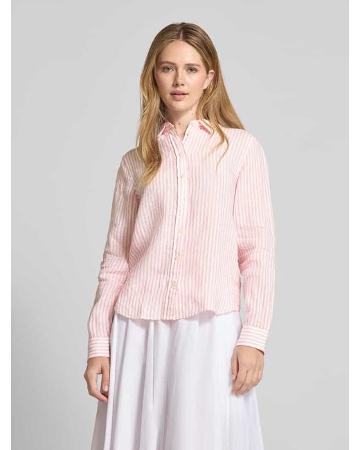 Gant Pink Regular Fit Leinenhemdbluse mit Logo-Stitching