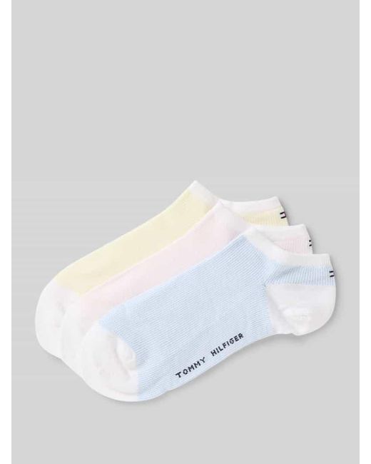 Tommy Hilfiger White Sneakersocken mit Label-Print im 3er-Pack