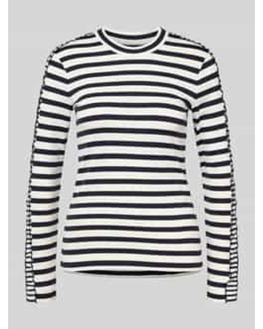 Marc Cain Shirt Met Lange Mouwen En Geribde Ronde Hals in het Blue