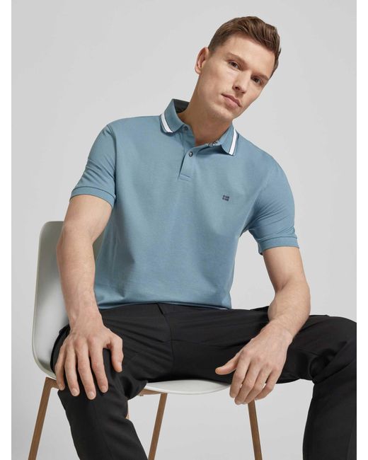 Christian Berg Men Regular Fit Poloshirt Met Logoprint in het Blue voor heren