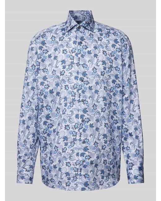 Eterna Comfort Fit Business-Hemd mit Allover-Muster in Blue für Herren