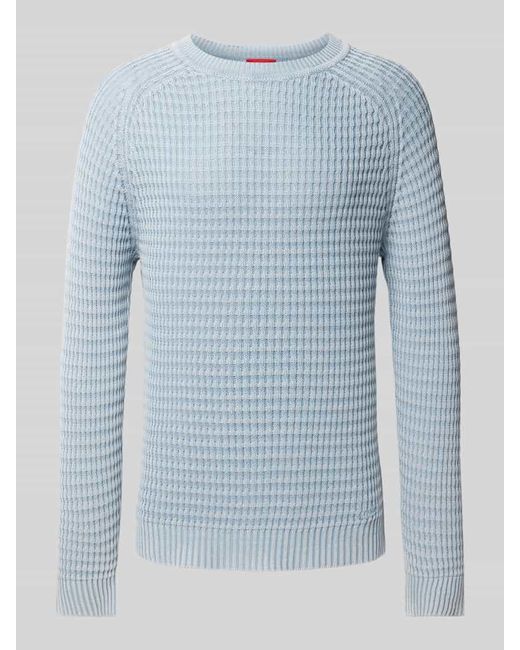 HUGO Strickpullover Mit Gerippten Abschlüssen Modell 'Sardello' in Blue für Herren