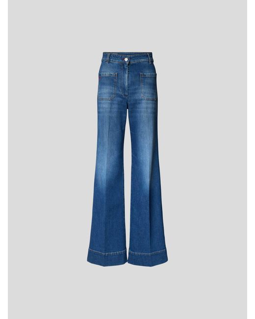 Victoria Beckham Blue Flared Jeans mit Label-Stitching