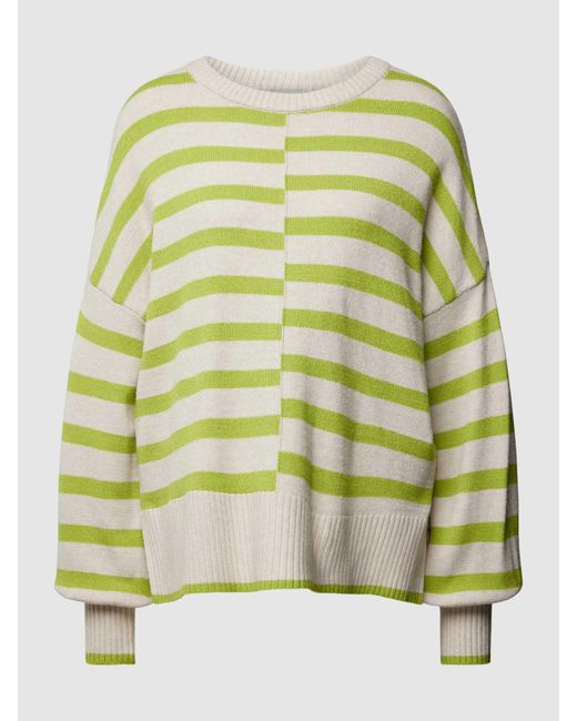 Fransa Oversized Gebreide Pullover Met Streepmotief, Model 'Bitte' in het Green