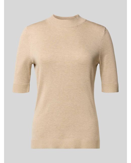 Comma, Gebreide Pullover Van Viscosemix Met 1/2-Mouwen in het Natural