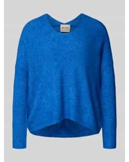 Mos Mosh Oversized Gebreide Pullover Met Ribboorden, Model 'Thora' in het Blue