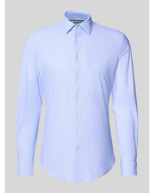 Jake*s Slim Fit Zakelijk Overhemd Met Kentkraag in het Blue voor heren