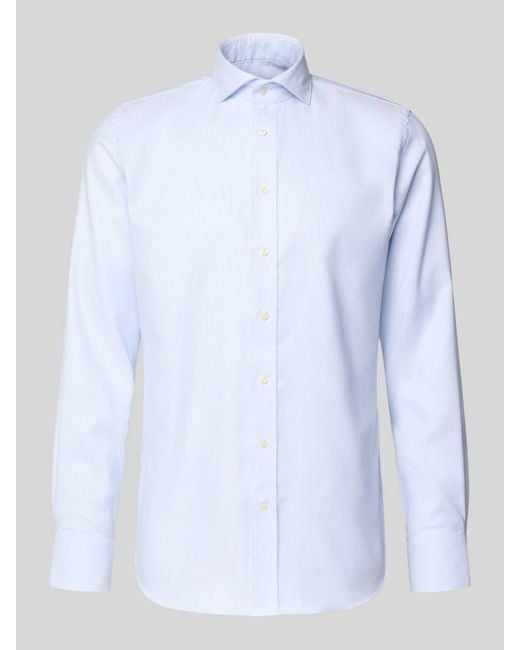 Profuomo Regular Fit Zakelijk Overhemd Met Haaikraag, Model 'Cutaway' in het Blue voor heren