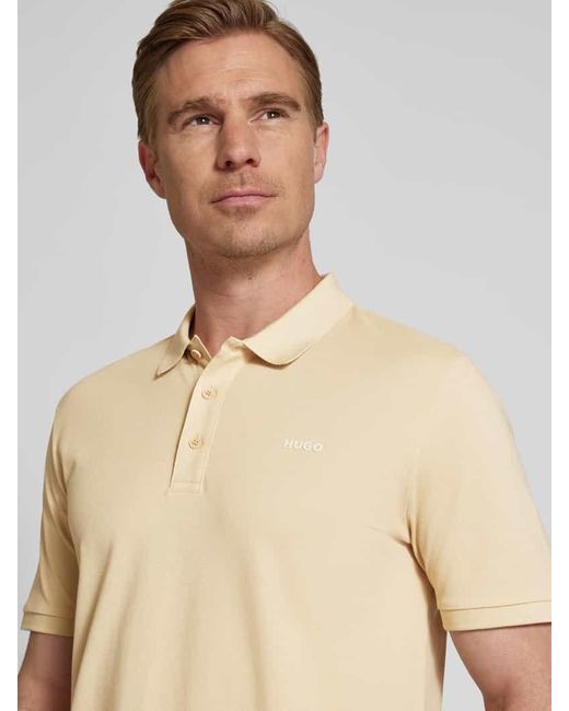 HUGO Poloshirt mit Label-Print Modell 'Donos' in Natural für Herren