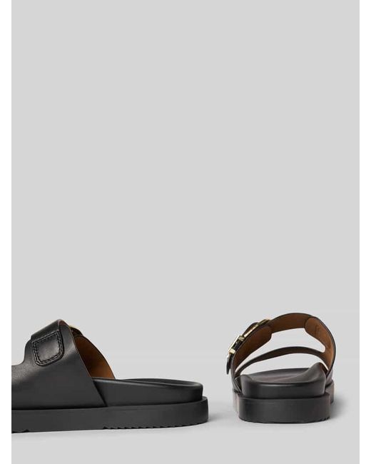 Tommy Hilfiger Black Ledersandale mit rutschhemmender Sohle