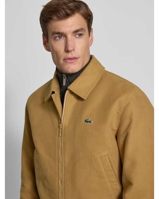 Lacoste Regular Fit Bomberjacke aus reiner Baumwolle in Natural für Herren